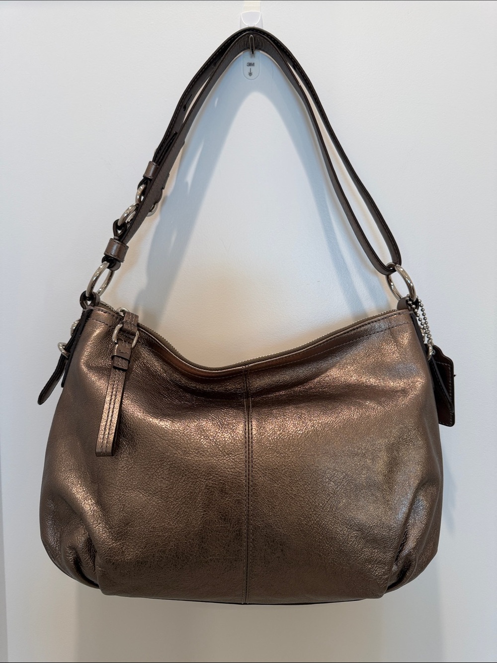 Coach 15729 Mia Metallic Bronze Leather Convertible Shoulder Bag